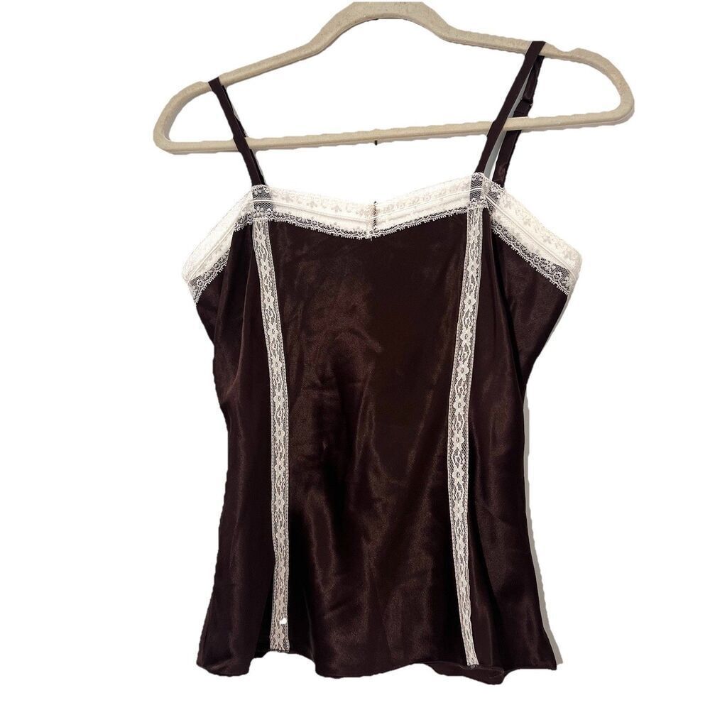 Vintage Byerwear‎ Top Size S Brown Satin Lace Trim Romatic Renaissance
